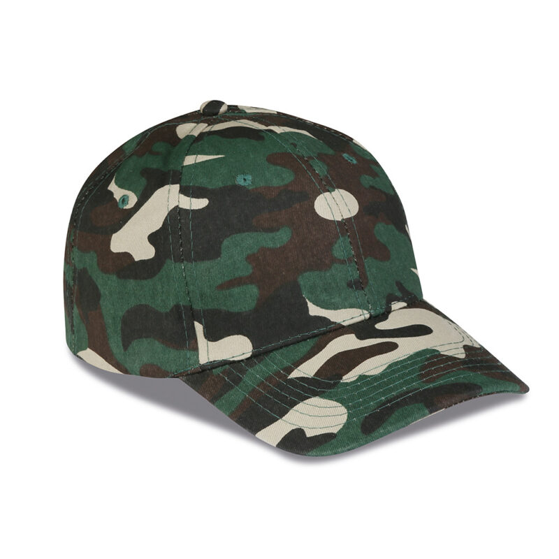 Cappellino 6 pannelli mimetico in 100% cotone
