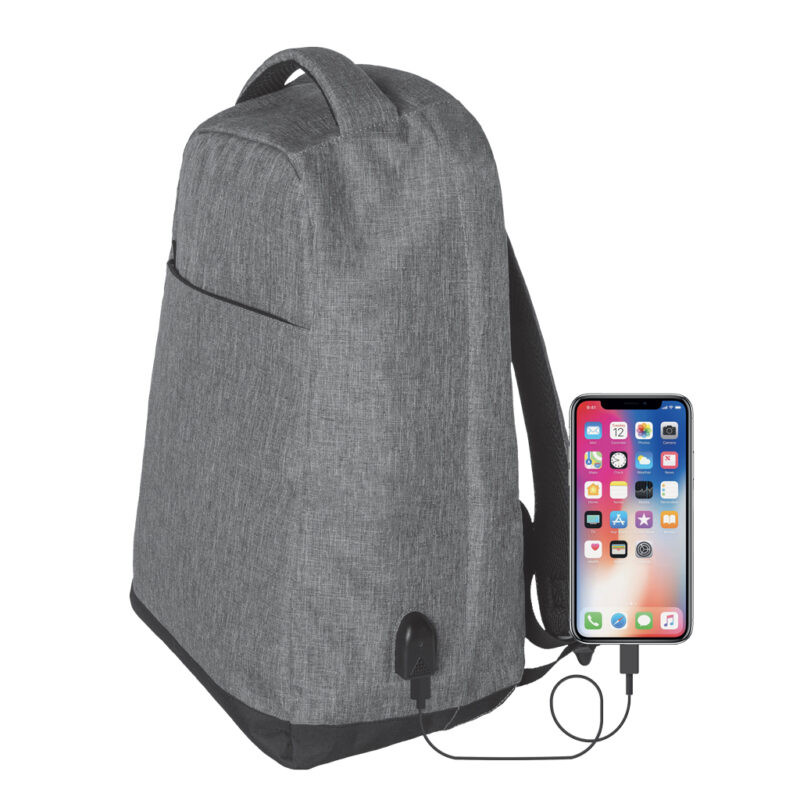 Zaino antitaccheggio con uscita usb in poliestere 300d