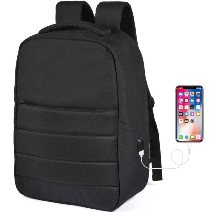 Zaino antitaccheggio in rpet 300d con uscita usb