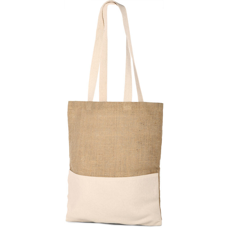 Borsa shopper in iuta e cotone